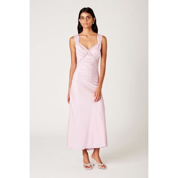 NIA Rosario vintage Inspired Satin slip Midi Dress in Pink size S NWT$108 - Picture 3 of 7